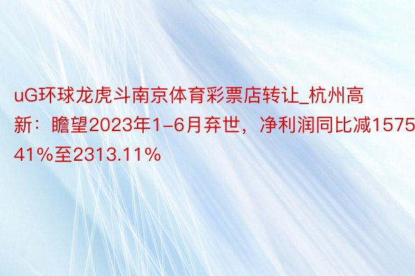 uG环球龙虎斗南京体育彩票店转让_杭州高新：瞻望2023年1-6月弃世，净利润同比减1575.41%至2313.11%