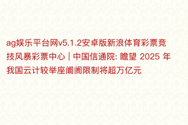 ag娱乐平台网v5.1.2安卓版新浪体育彩票竞技风暴彩票中心 | 中国信通院: 瞻望 2025 年我国云计较举座阛阓限制将超万亿元