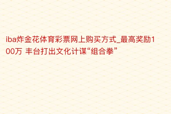 iba炸金花体育彩票网上购买方式_最高奖励100万 丰台打出文化计谋“组合拳”