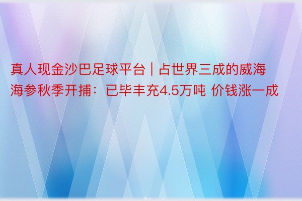 真人现金沙巴足球平台 | 占世界三成的威海海参秋季开捕：已毕丰充4.5万吨 价钱涨一成