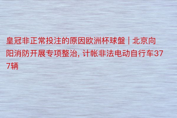 皇冠非正常投注的原因欧洲杯球盤 | 北京向阳消防开展专项整治, 计帐非法电动自行车377辆