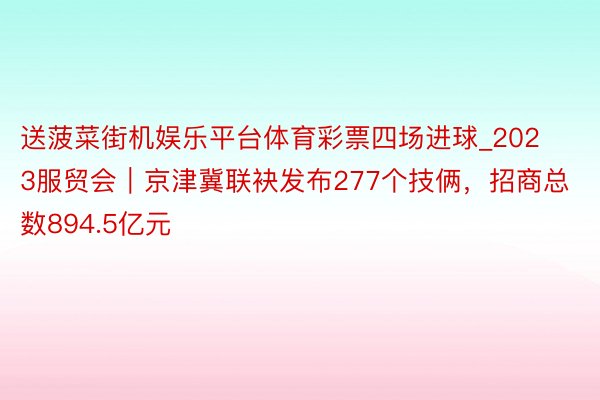 送菠菜街机娱乐平台体育彩票四场进球_2023服贸会｜京津冀联袂发布277个技俩，招商总数894.5亿元