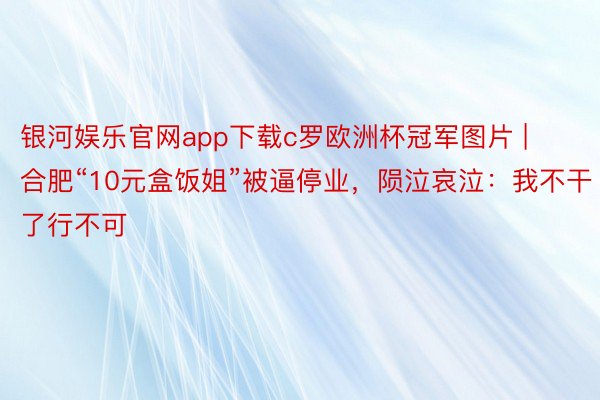 银河娱乐官网app下载c罗欧洲杯冠军图片 | 合肥“10元盒饭姐”被逼停业，陨泣哀泣：我不干了行不可